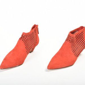 Nine West Red Suede Laser Cut Bootie Size 7M